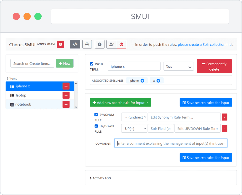 Search Management UI